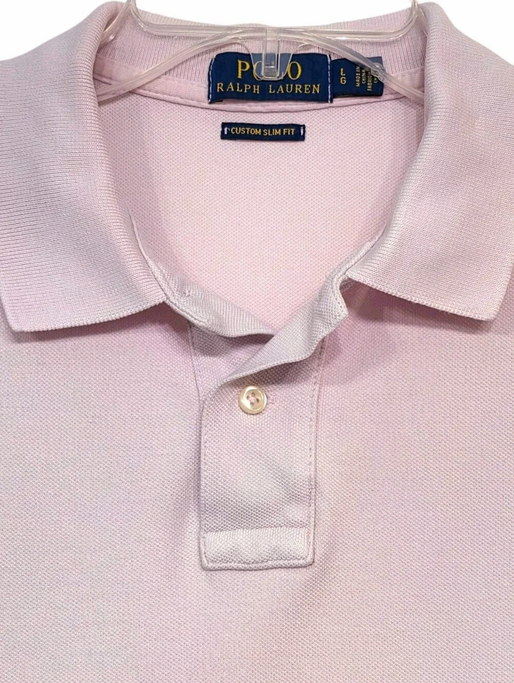 Polo Ralph Lauren Custom Slim Fit Pink Polo Shirt Navy Pony Men’s Large